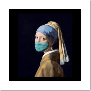 Pandemic Mask Art Girl With A Pearl Earing Posters and Art